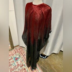 Vintage 1970’s Halston Beaded Red and Black Caftan